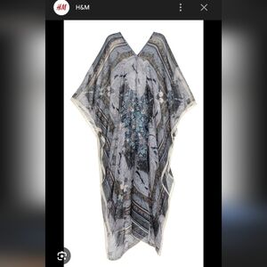 H&M Paisley Print Sheer Kaftan in Blue and Cream